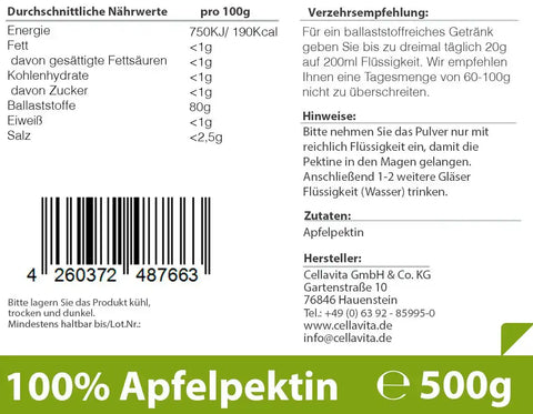 Pectine de pomme 500g Sachet de recharge