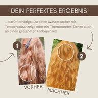 Vorher-Nachher-Vergleich Haarfärbung, rote Haare, natürliche Haarfarbe Ergebnis