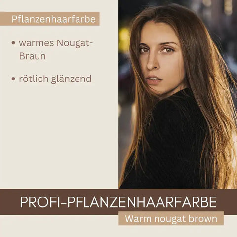 Profi-Pflanzenhaarfarbe SET warmes Nougat-Braun "warm nougat brown"
