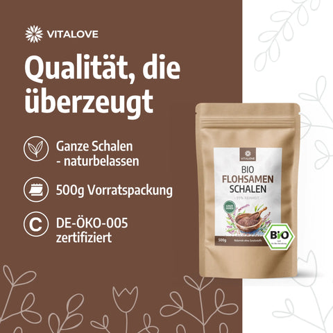 Organic Whole Psyllium Husks (99% Purity) - 500 g