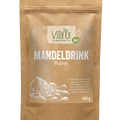 Bio Mandeldrink Pulver 400g Vitanur in brauner Papiertüte, Mandeln Illustration, Produktfoto