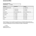 Analysezertifikat für Bio Protein Vegan Pulver von VitaNur mit Schadstoff- und Keimwerten