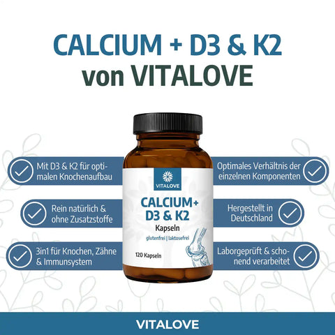 Calcium + D3 & K2 Capsules - 120 Capsules