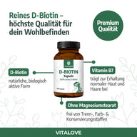 Gélules de Biotine (Vitamine B7) – 180 gélules