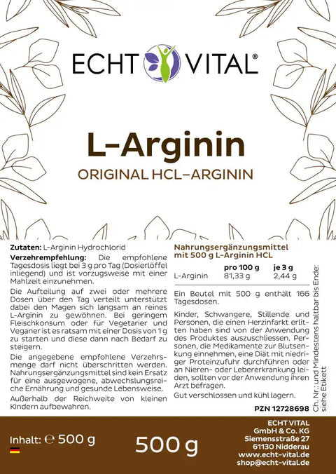 L-Arginine - sachet de 500 g de poudre