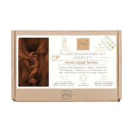 Pflanzenhaarfarbe Set Verpackung warm copper brown, vegane Naturkosmetik, braune Haarfarbe