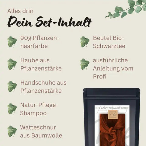Profi-Pflanzenhaarfarbe SET "warmes Flammen-Rot - warm flame red"